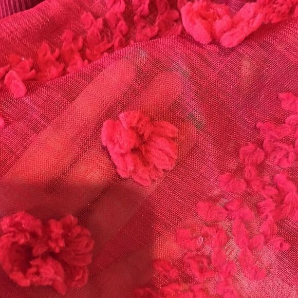 Almost Famous Red Organza Sleeve Ribbed Knit Body-Con Midi Dress, L! - Picture 7 of 10